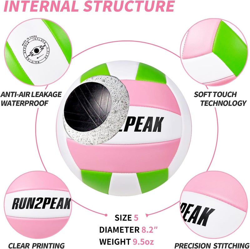 RUN2PEAK Soft Touch Volleyball Ball Gifts for Teen Girls Kids Youth Team Beginners Durable Volleyballs for Outdoor Indoor Beach Pool Water Play Official Size 5 Training Practice Volley Ball - Image 5